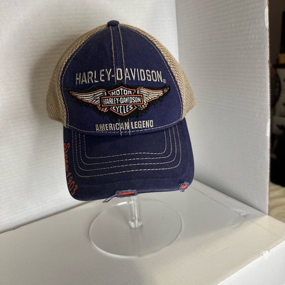 Harley-Davidson Other - VTG Fitted OSFM Harley Davidson American Legend Hat Motorcycle Rider Mesh USA